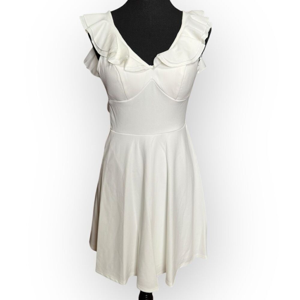 NWOT City Vibe Womens Ruffled Mini Dress White Size 0